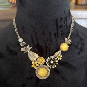 Anthropologie BOHM Vintage Bib Statement Spring Necklace